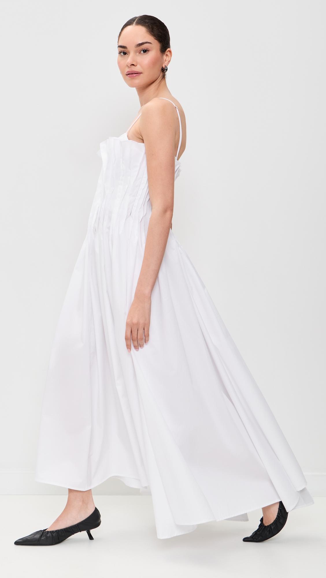 cinched pleated midi dress