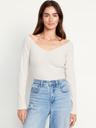 cinched rib-knit top