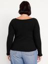 cinched rib-knit top