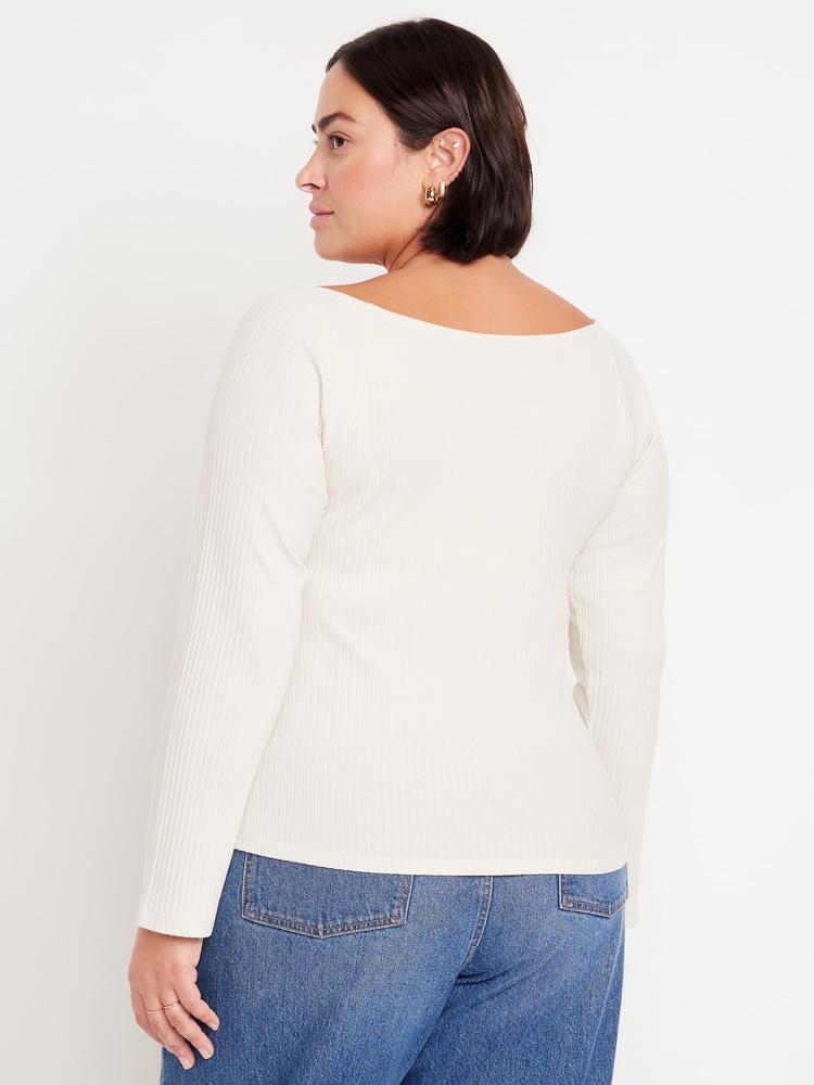 cinched rib-knit top