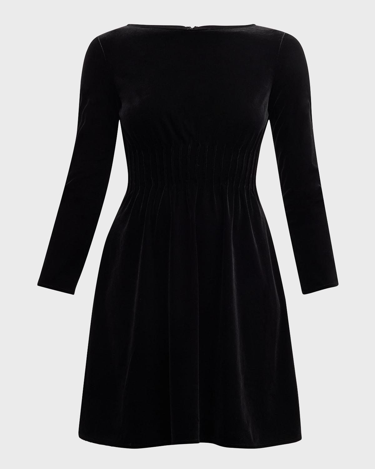 cinched stretch velvet mini dress