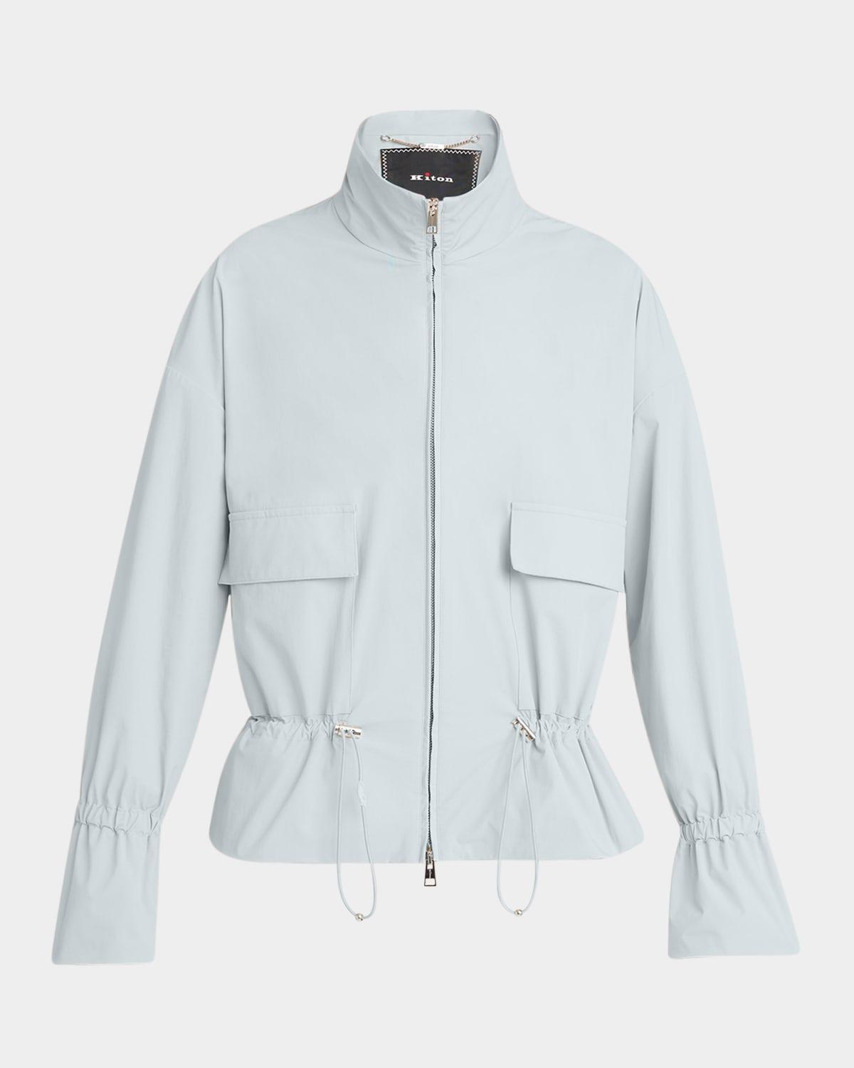 cinched-waist cotton zip blouse