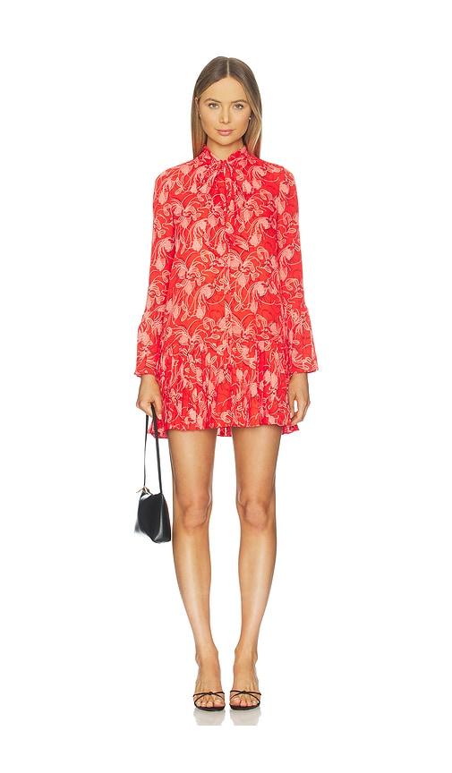 cinq a sept botanical floral alinda dress in red.