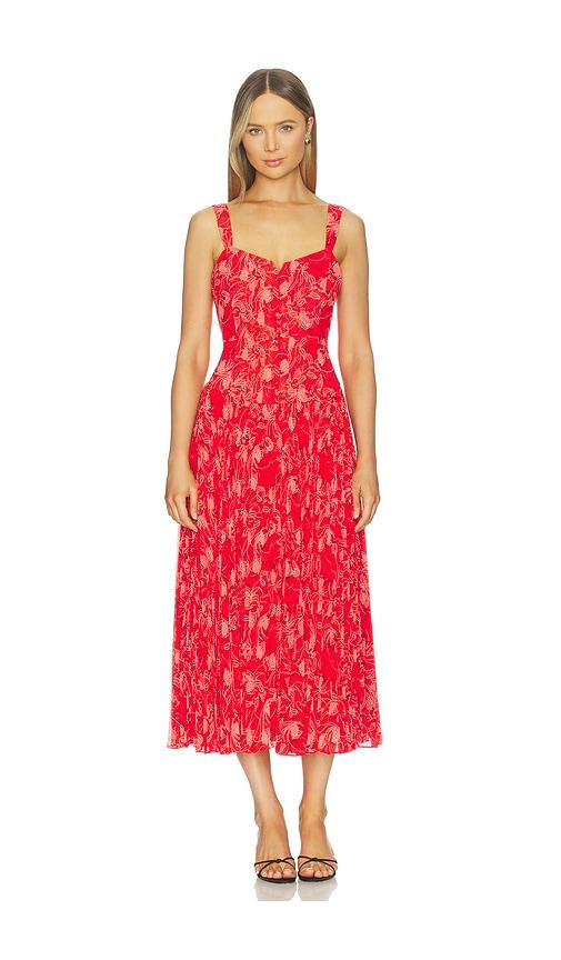 cinq a sept botanical floral pascual dress in red.