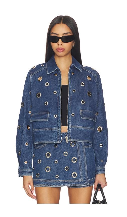 cinq a sept denim harriet jacket in blue.