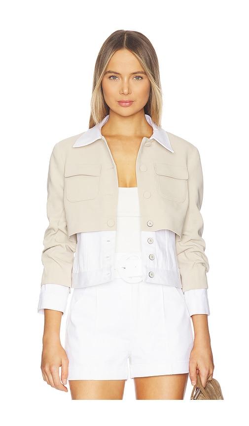 cinq a sept denim lorraine jacket in beige.