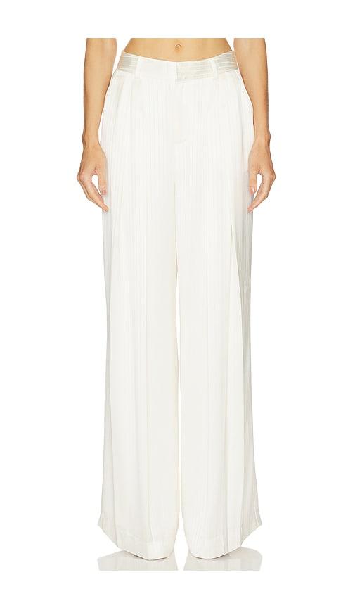 cinq a sept georgia satin stripe marne pant in ivory.