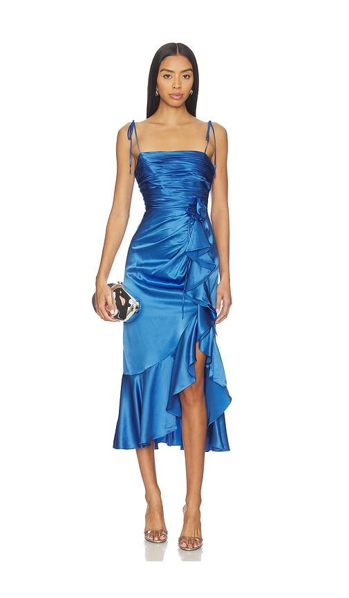 cinq a sept mireya dress in blue.