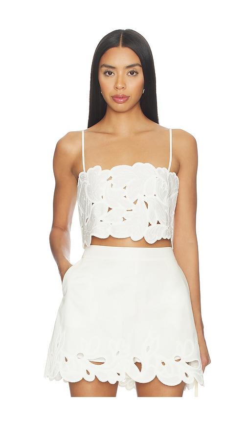 cinq a sept paisley bloom embr caterina top in white.