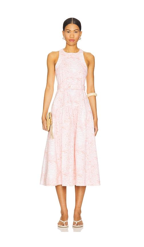 cinq a sept scenic toile zoey dress in coral.