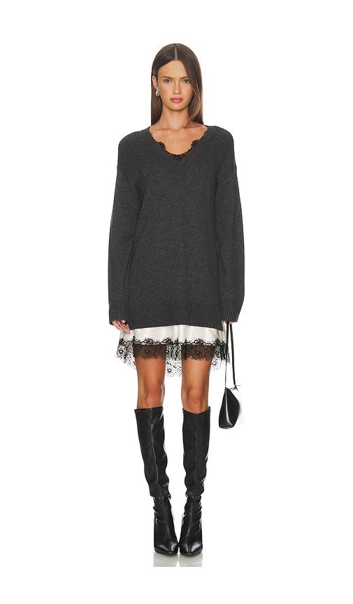 cinq a sept simona dress in charcoal.