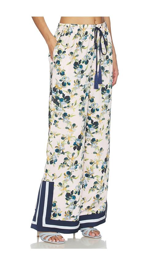 cinq a sept trailing iris asher pant in rose,blue.