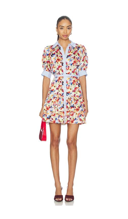 cinq a sept wildflower bunch emry dress in blue,red.
