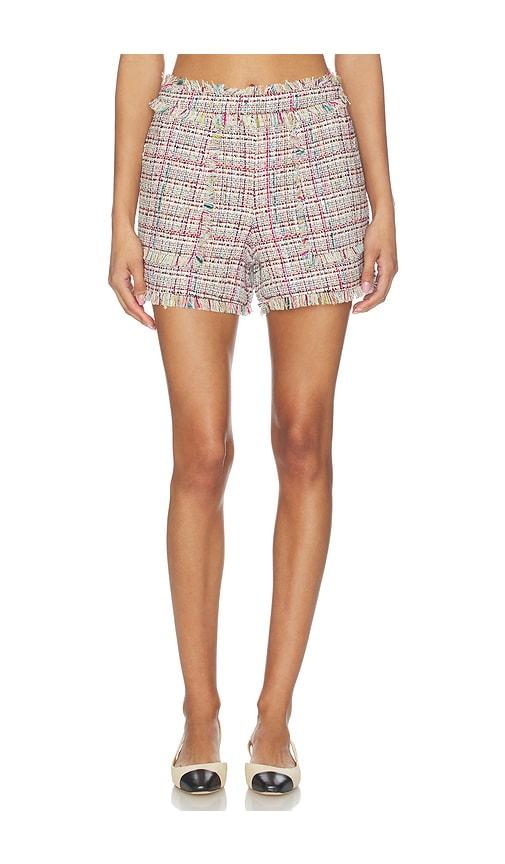 cinq a sept wildflower tweed allen short in ivory,red.