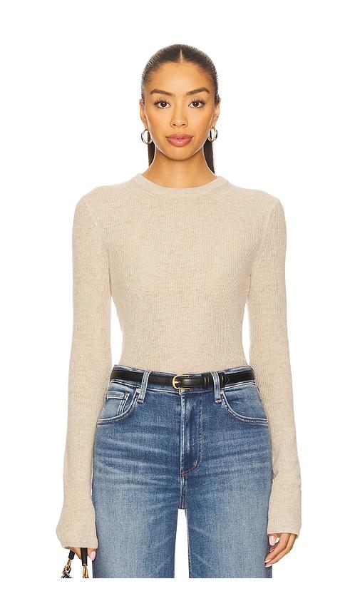 citizens of humanity alessia crewneck sweater in beige.