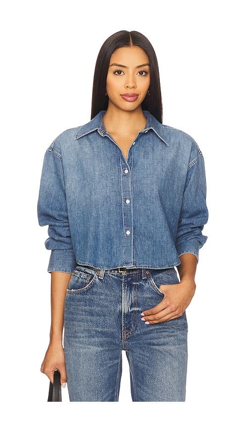 citizens of humanity ana cropped shirt in blue.