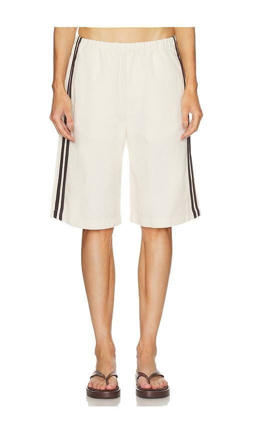 citizens of humanity anais pull on track shorts in cream.