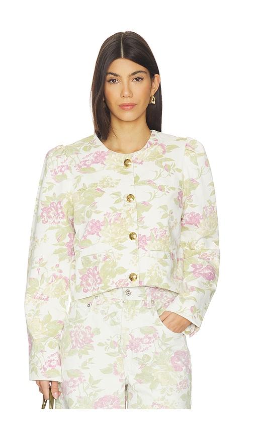 citizens of humanity anita puff sleeve jacket in sage,pink.