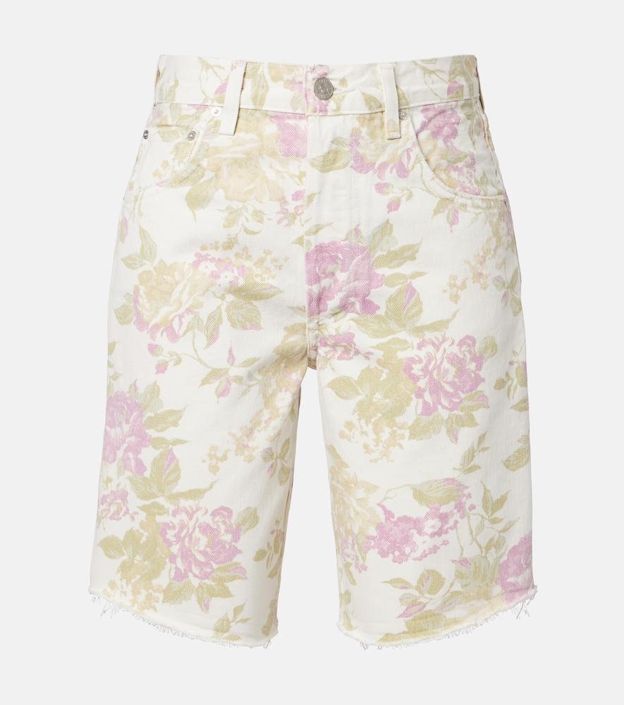citizens of humanity ayla floral denim bermuda shorts