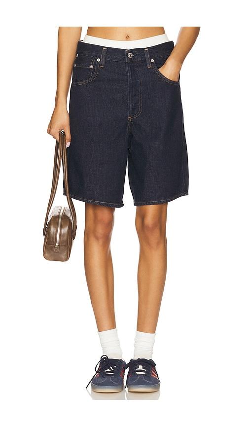 citizens of humanity ayla short with clean hem in blue.