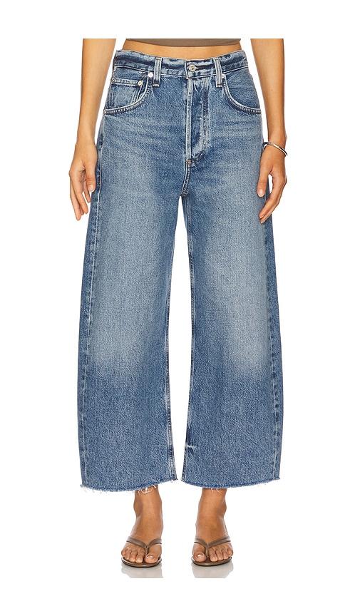 citizens of humanity ayla undone hem crop jeans in blue.