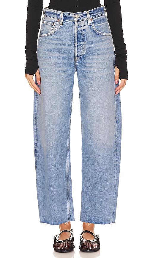 citizens of humanity ayla undone hem crop jeans in denim-medium.