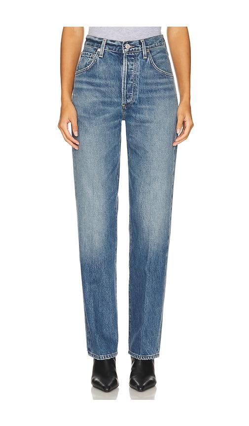 citizens of humanity baretta relaxed straight jeans in blue.