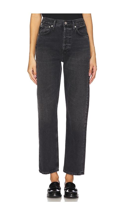 citizens of humanity blaine high rise straight jeans in black.