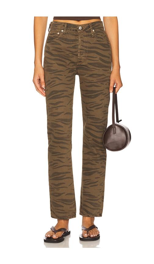citizens of humanity blaine vintage straight jeans in olive.