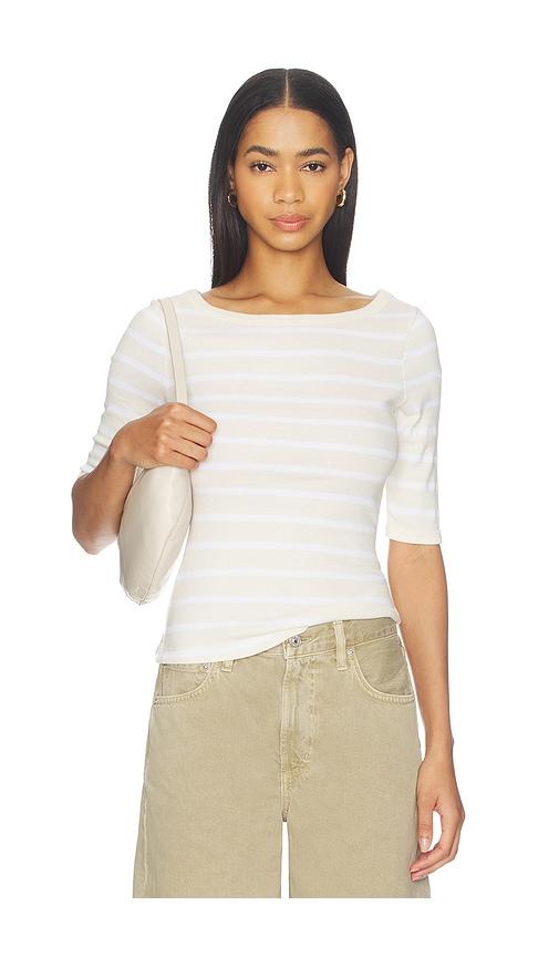 citizens of humanity boatneck slim tee in cream.