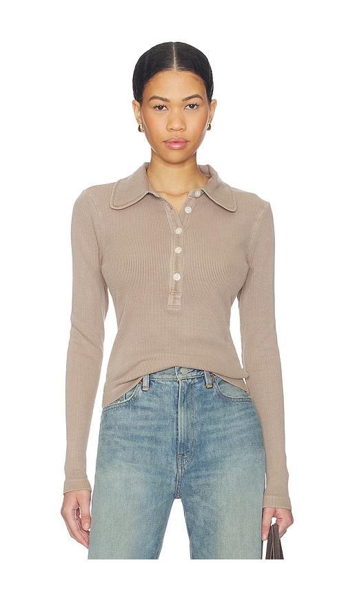 citizens of humanity brea 60's polo shirt in beige.