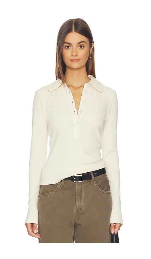 citizens of humanity brea 60's polo shirt in cream.