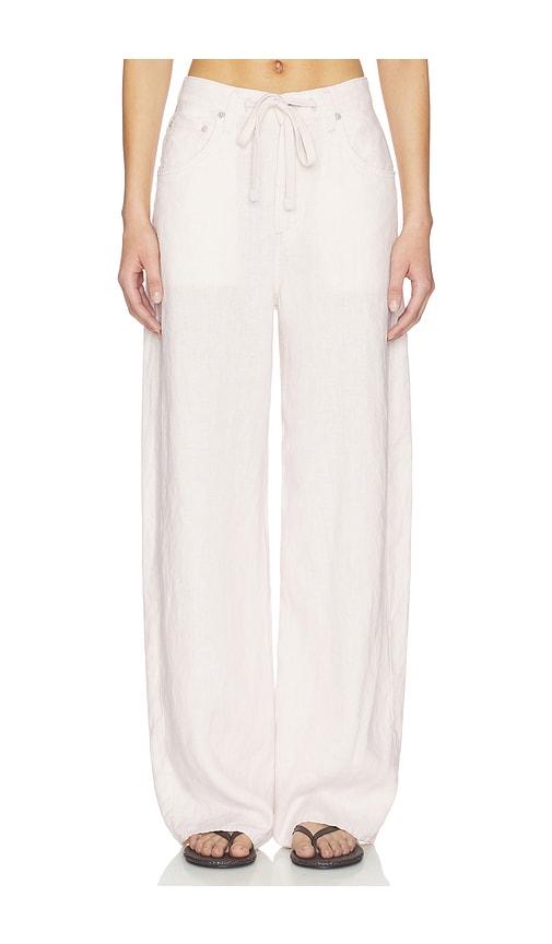 citizens of humanity brynn drawstring trouser pants in cream.
