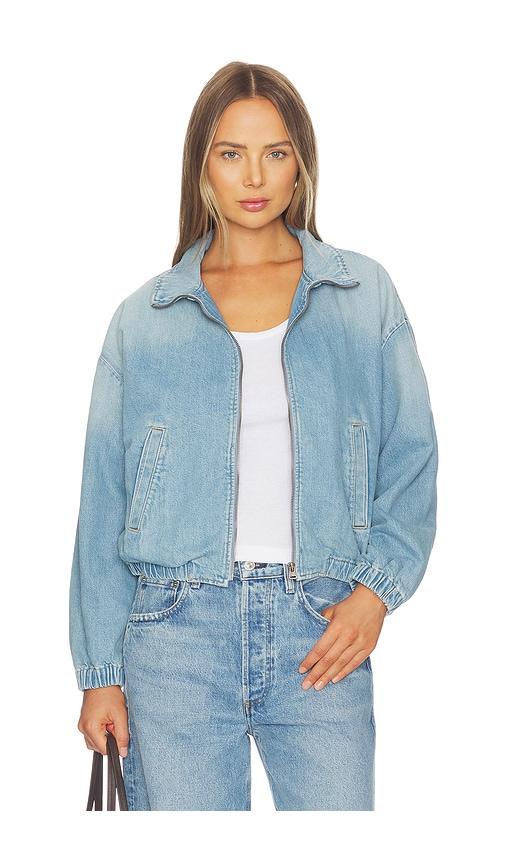 citizens of humanity bubble bomber jacket in blue.
