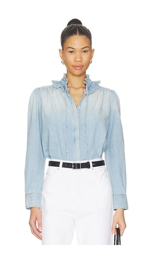 citizens of humanity calista frill collar shirt in blue.