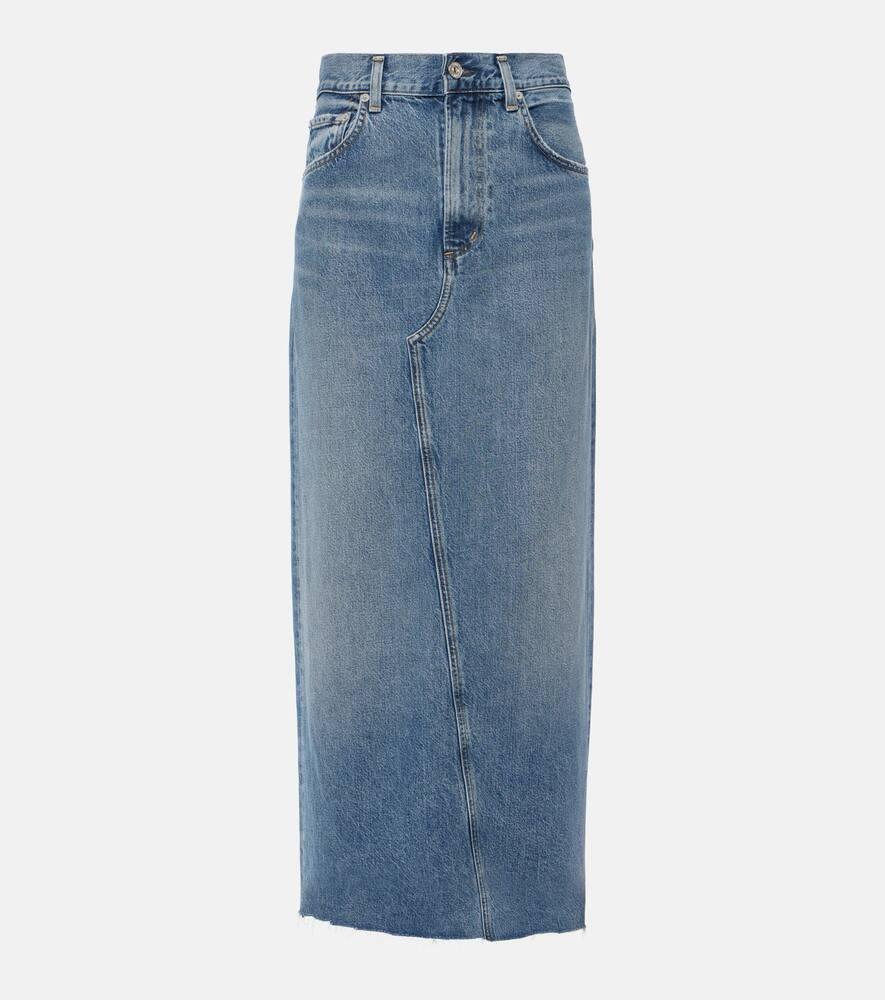 citizens of humanity circolo reworked denim maxi skirt