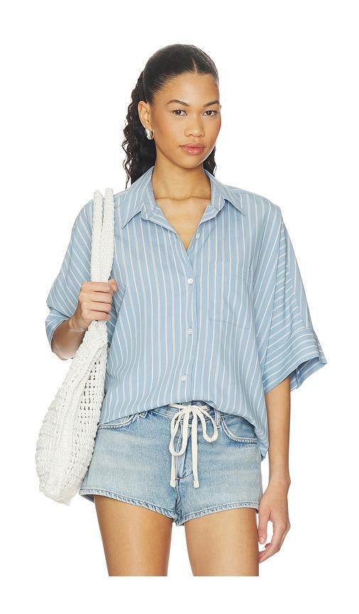 citizens of humanity claire origami shirt in blue.