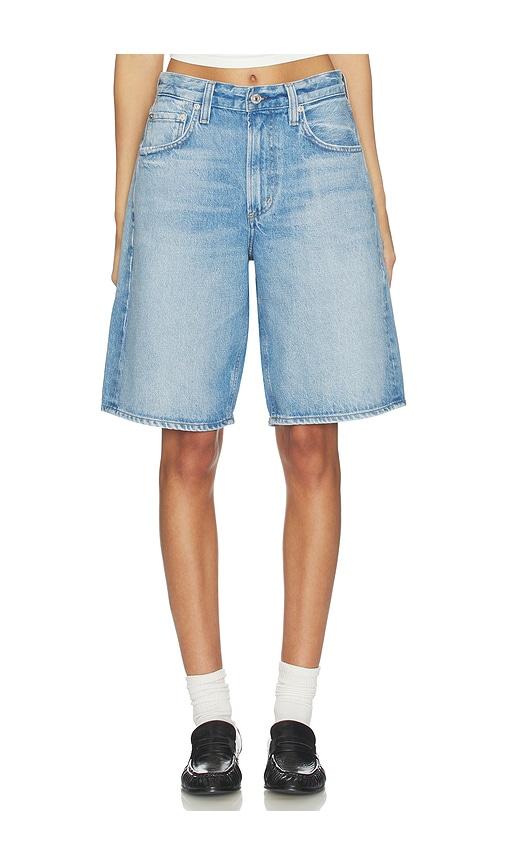 citizens of humanity court denim short in blue.