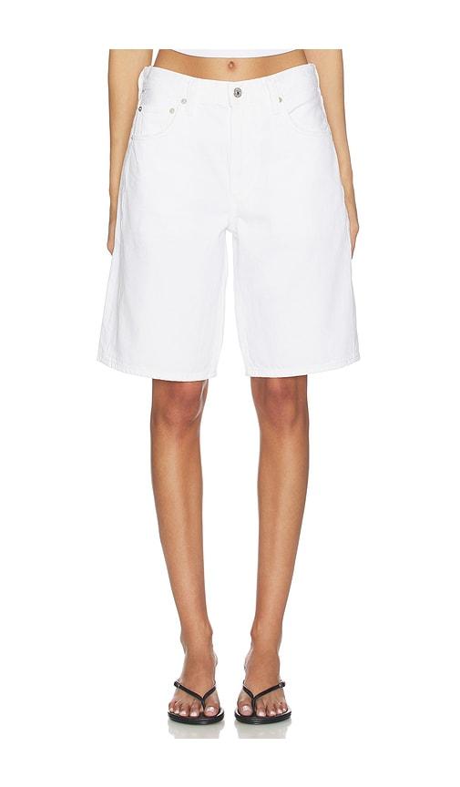 citizens of humanity court denim short in white.