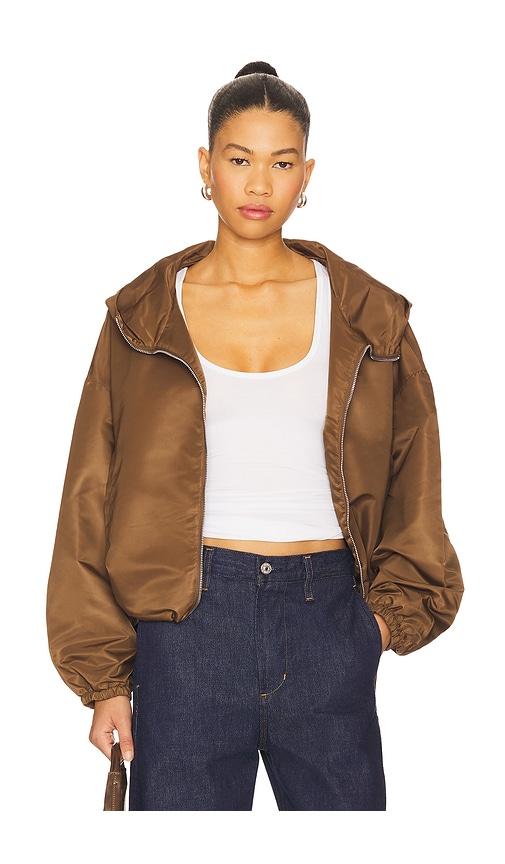 citizens of humanity cropped windbreaker in brown.