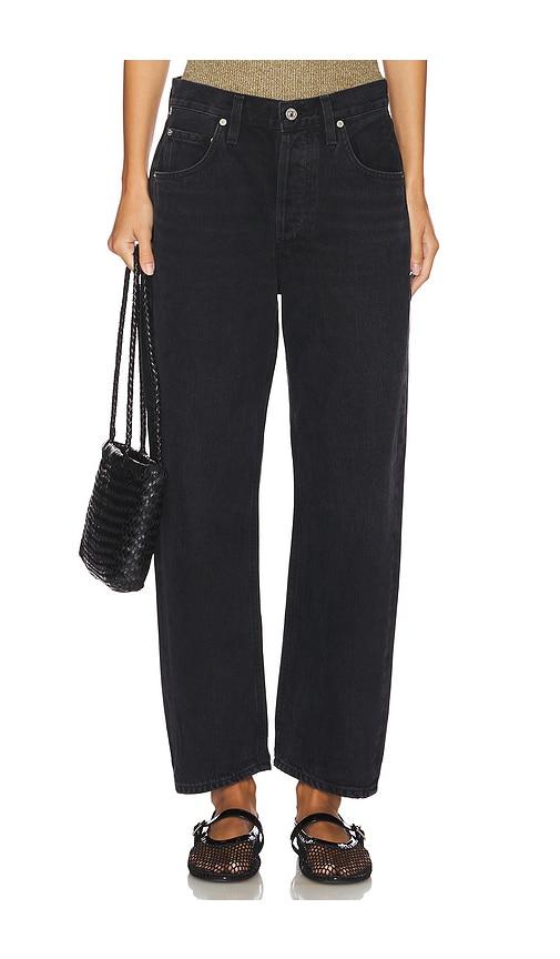 citizens of humanity dahlia bow leg jeans in black.