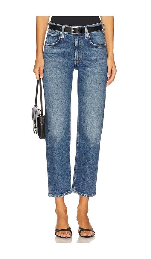 citizens of humanity delfina straight jeans in blue.