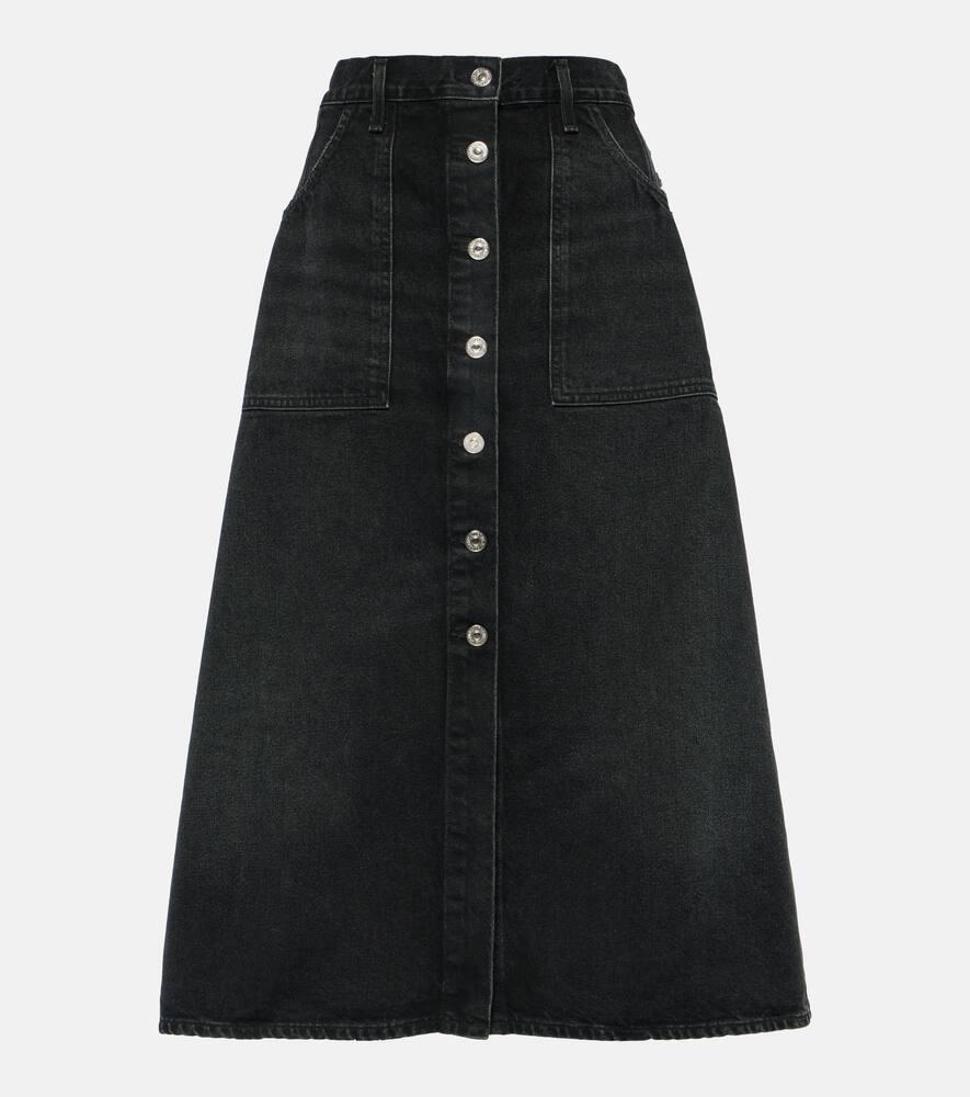 citizens of humanity denim midi skirt
