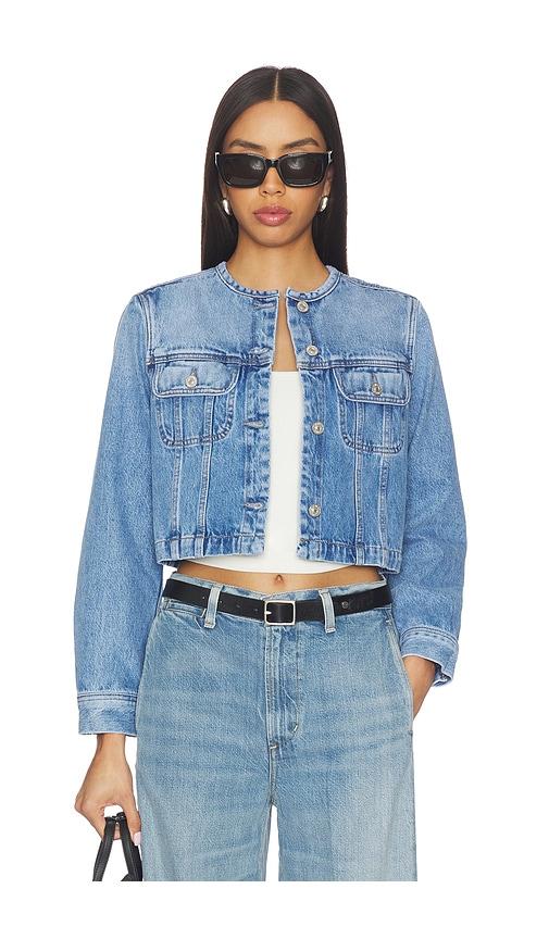 citizens of humanity devin collarless jacket in blue.