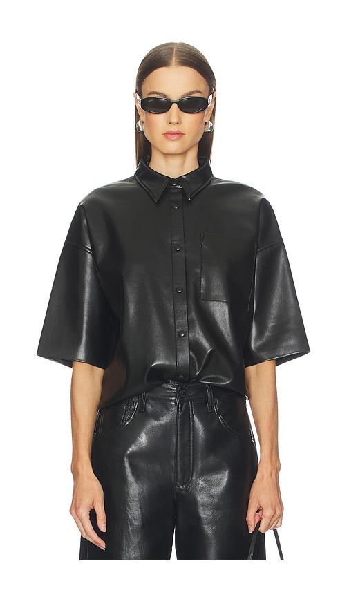citizens of humanity frances cropped cape button up in black.