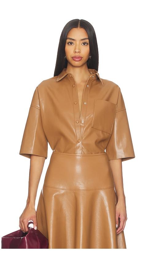 citizens of humanity frances cropped cape button up in tan.
