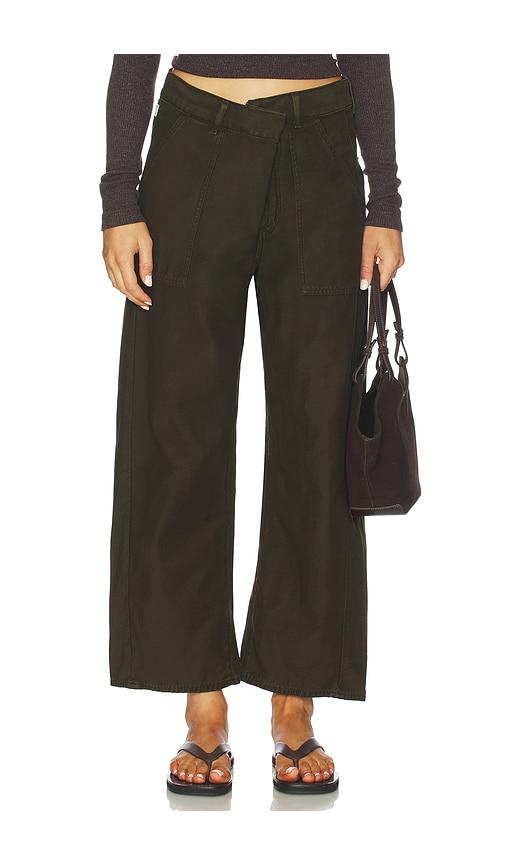 citizens of humanity ines crop utility trouser in dark green.