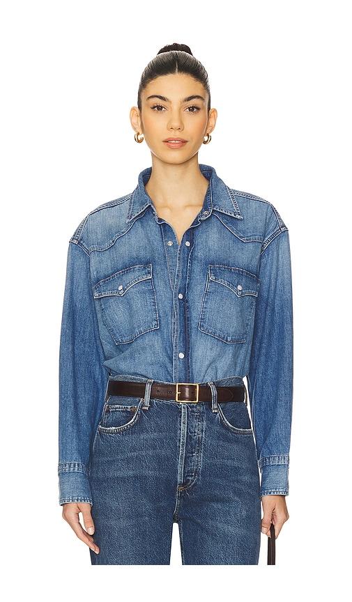 citizens of humanity kayla western shirt in blue.