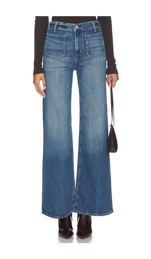 citizens of humanity kimberly patch pocket flare jeans in blue.