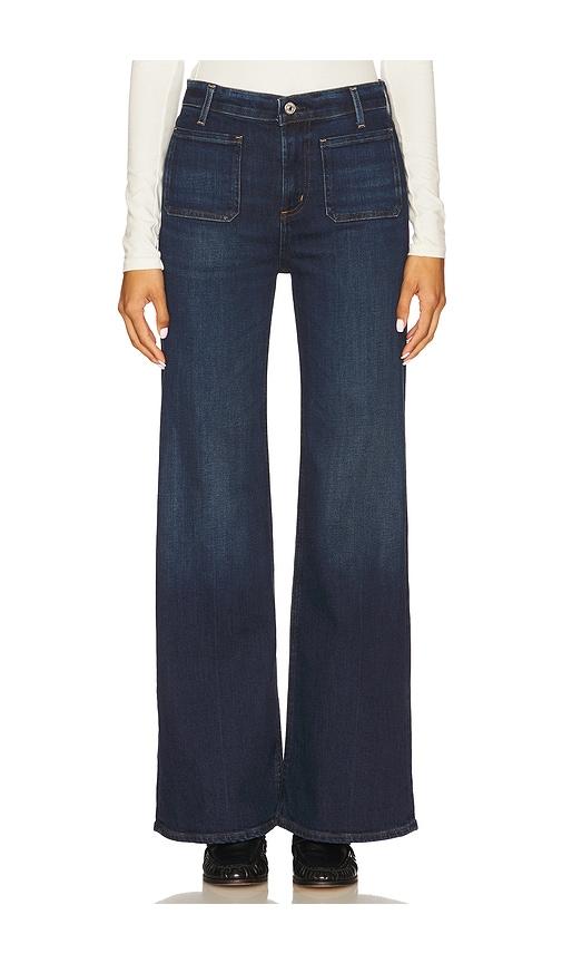 citizens of humanity kimberly patch pocket flare jeans in blue.